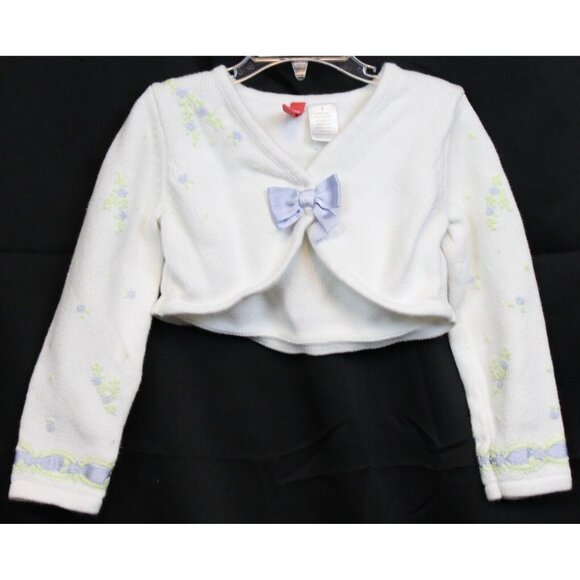 2004 Gymboree Petit Four White Cardigan Bolero Sweater sz 5 Easter Lavender Flow - Picture 1 of 9